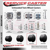 Service Caster 3'' Office Chair Casters Nylon Twin Wheel 1/2 Threaded Stem, 5PK SCC-UHTS02S75-NYS-121310-5